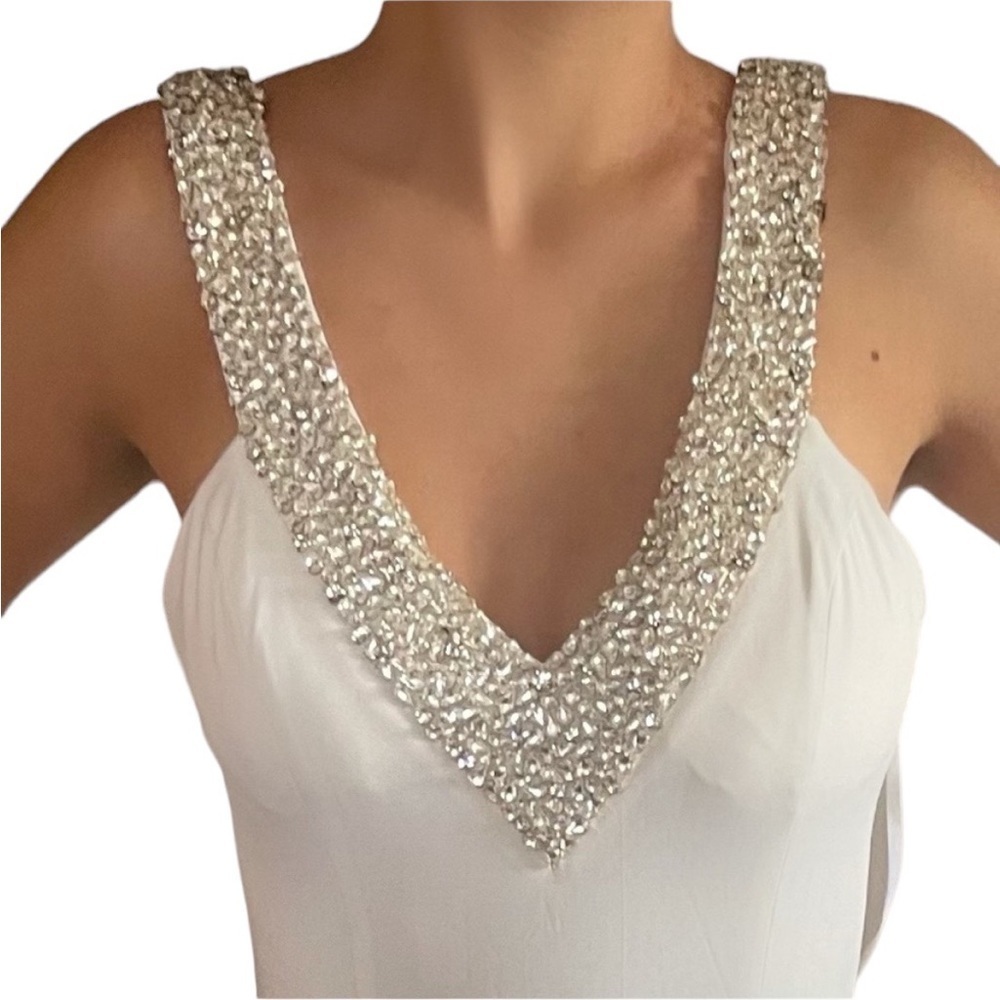 Jovani White Gown with Sequins - Picture 2 of 5